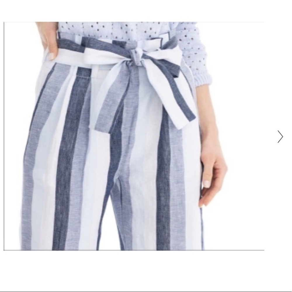 J.Crew Point Sur Linen Paper Bag Striped Pants